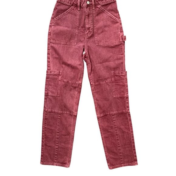 NEW Pacsun 90s BF Carpenter Jeans Burgundy Women's Size 26 - Picture 1 of 8